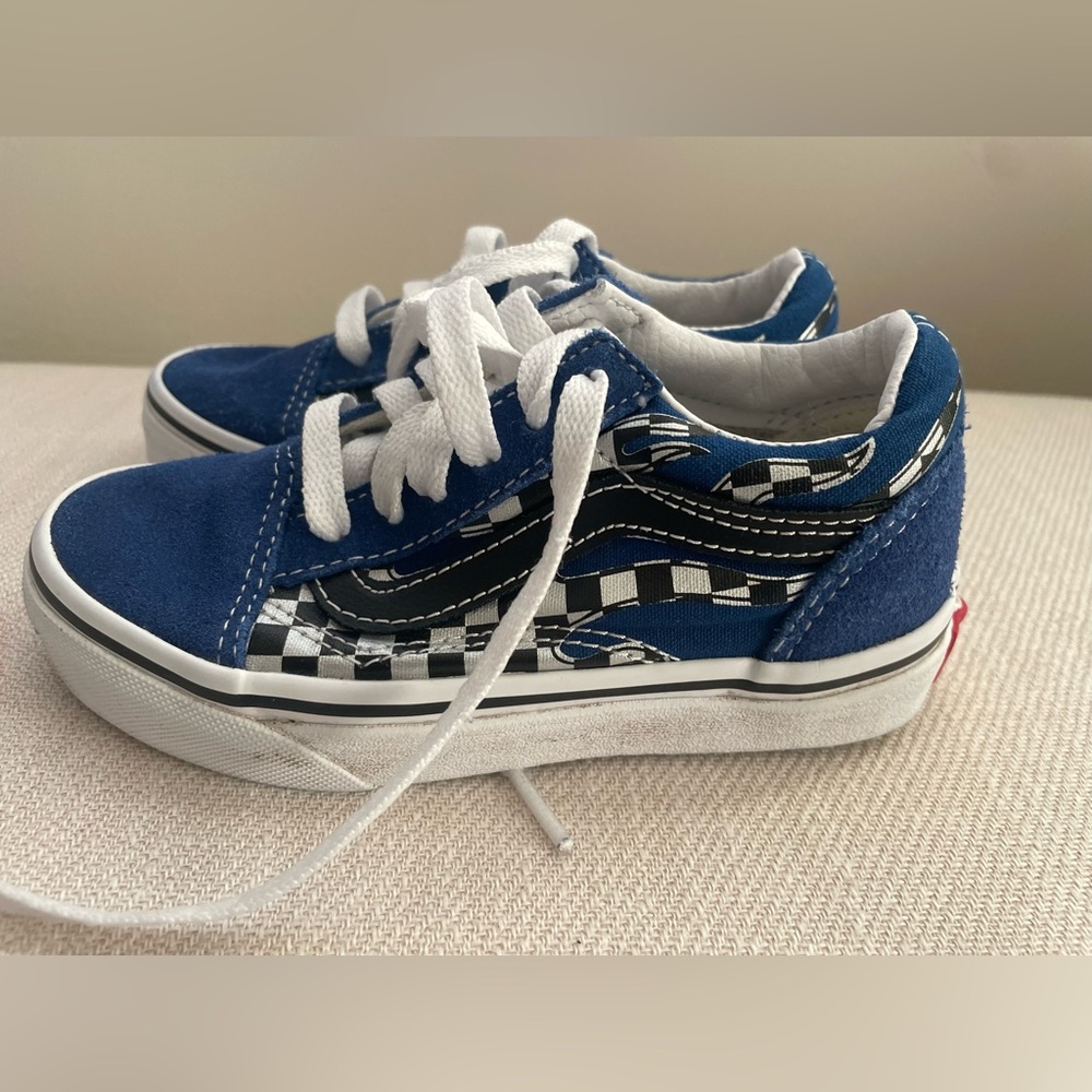 Boys size 11 Vans blue checkered sneakers